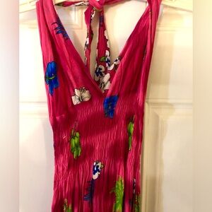 Pink High Low Hawaiian Halter Dress - Medium